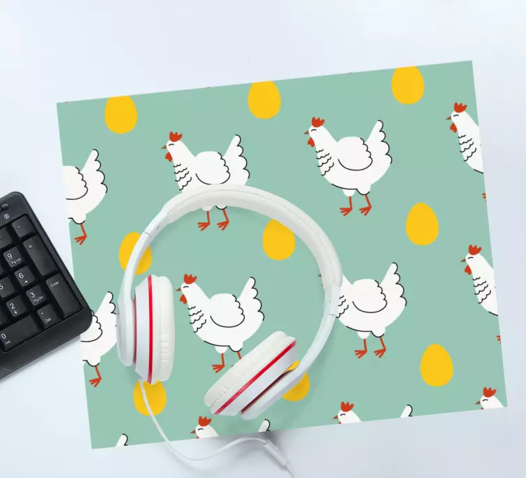 Beyaz civciv mavi arka plan orijinal mouse pad - TenStickers