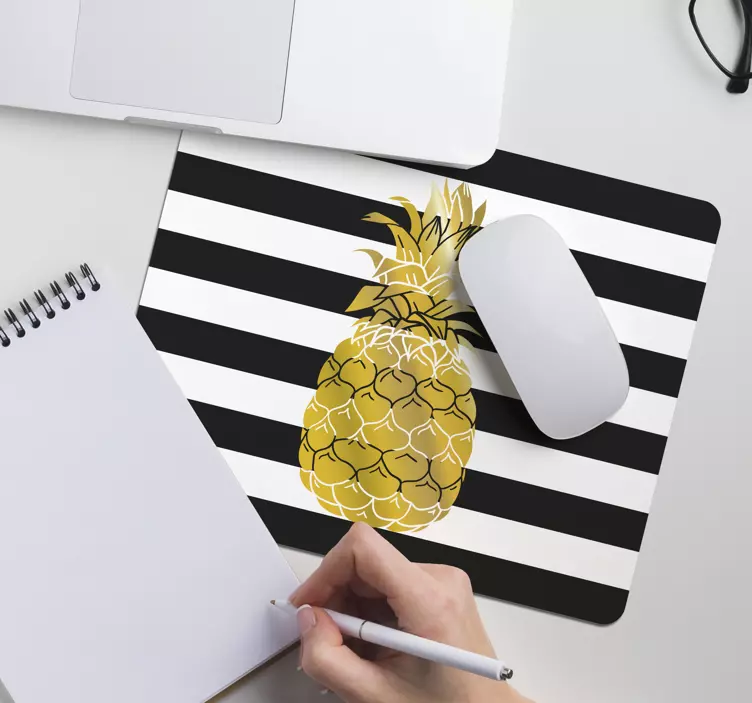 çizgili orijinal mouse pad üzerinde altın ananas - TenStickers