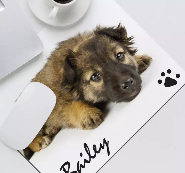 Kişiselleştirilmiş köpek fotoğrafı ve adı fare altlığı - TenStickers