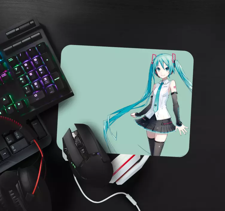 Mavi saçlı kız anime mousepad - TenStickers