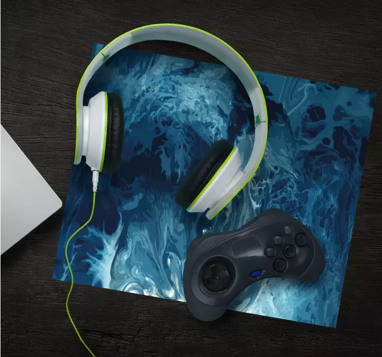 Mavi tonları suluboya dalgalar orijinal fare altlığı - TenStickers