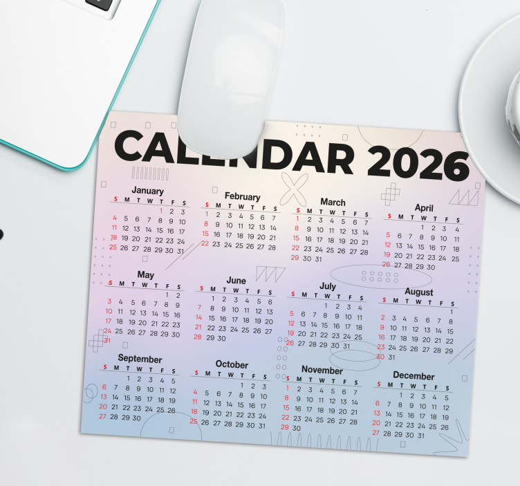 Mouse pad 2026 takvimi - TenStickers
