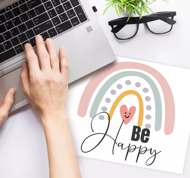 Mutlu ol gökkuşağı tasarımı orijinal mouse pad - TenStickers