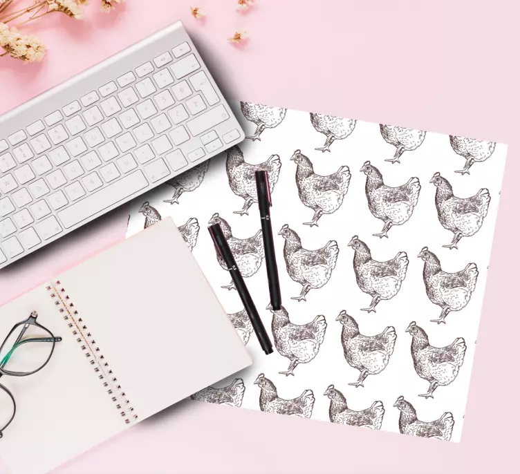 özgün tasarım elle çizilmiş tavuk mouse pad - TenStickers