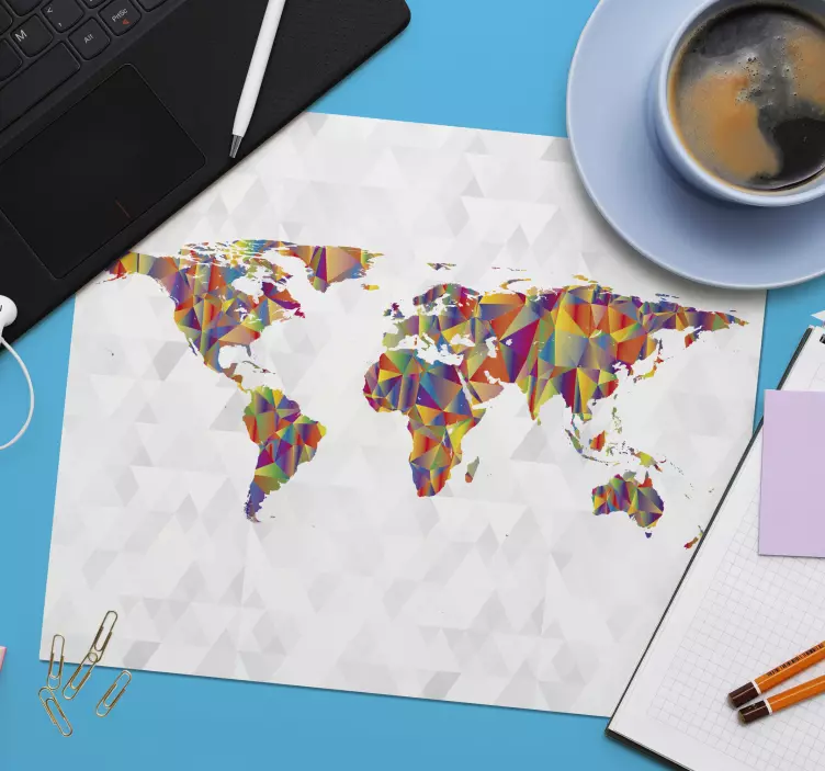 Renkli geometrik gösterim dünya haritası mouse pad - TenStickers