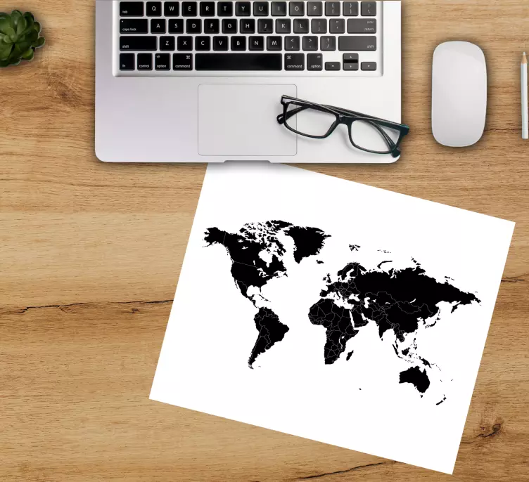 Siyah siyasi dünya haritası mouse pad - TenStickers