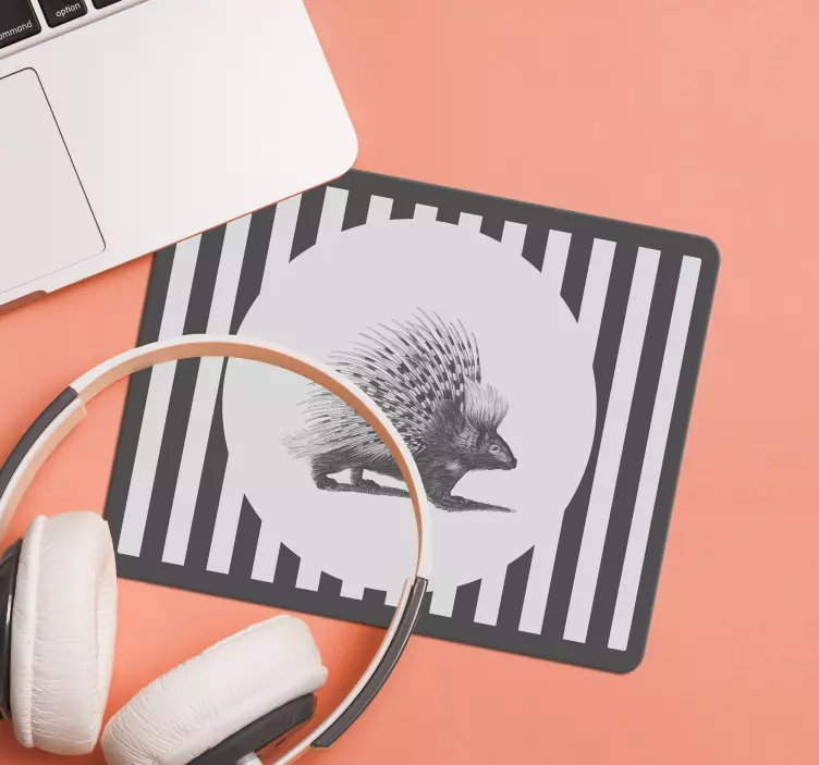 Siyah beyaz kirpi mouse pad - TenStickers