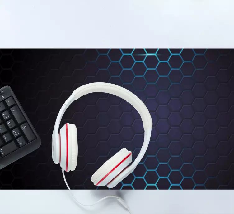 Siyah ve mavi altıgen oyun mouse pad - TenStickers