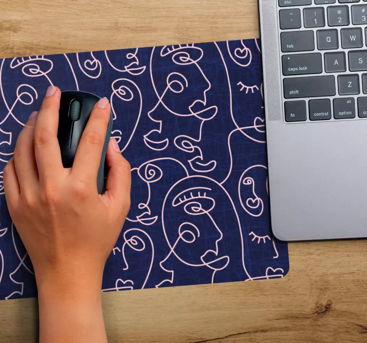 Soyut mavi çizilmiş kadın mouse pad desenleri - TenStickers
