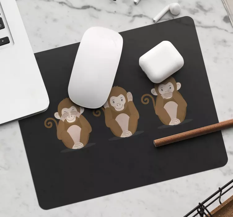üç maymun emoji orijinal mouse pad - TenStickers