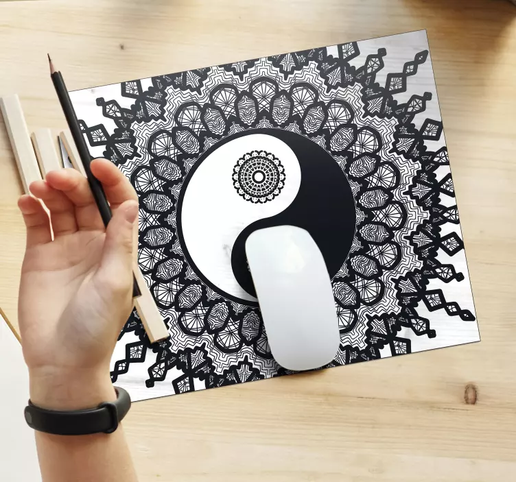 Ying yang desenli mouse pad - TenStickers