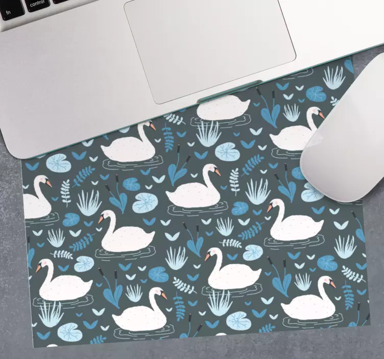 Zarif beyaz kuğu deseni orijinal mouse pad - TenStickers