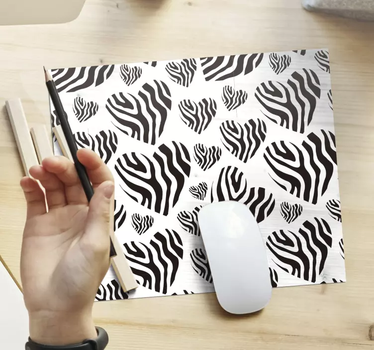 Zebra kalp motifi desenler mouse pad - TenStickers