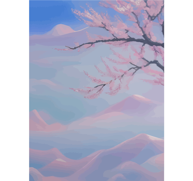 Zen kiraz ağacı çiçekler şube banyo stor perde - TenStickers