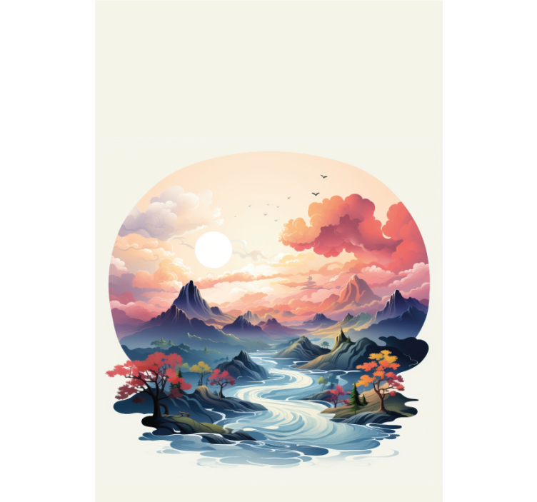 Renkli zen deseni banyo stor perde - TenStickers