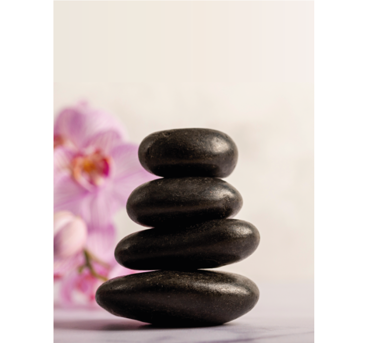 Zen bambuları ve pembe orkideler banyo stor perde - TenStickers