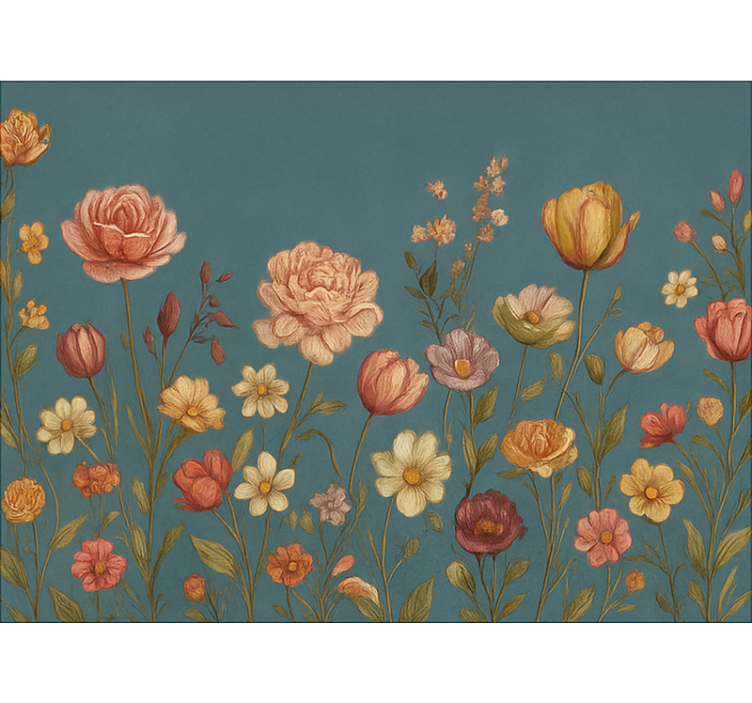 Topraksı çiçekli çayır ana yatak odası stor perde - TenStickers