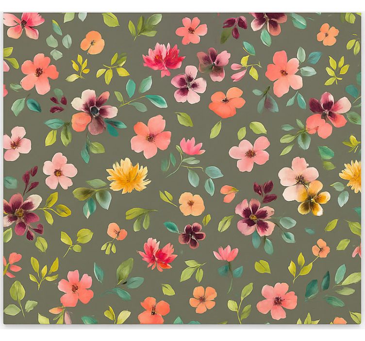 Canlı suluboya çiçekler mutfak stor perde - TenStickers