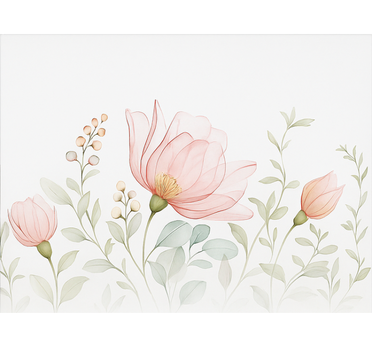 Soyut yarı saydam çiçekler ana yatak odası stor perde - TenStickers