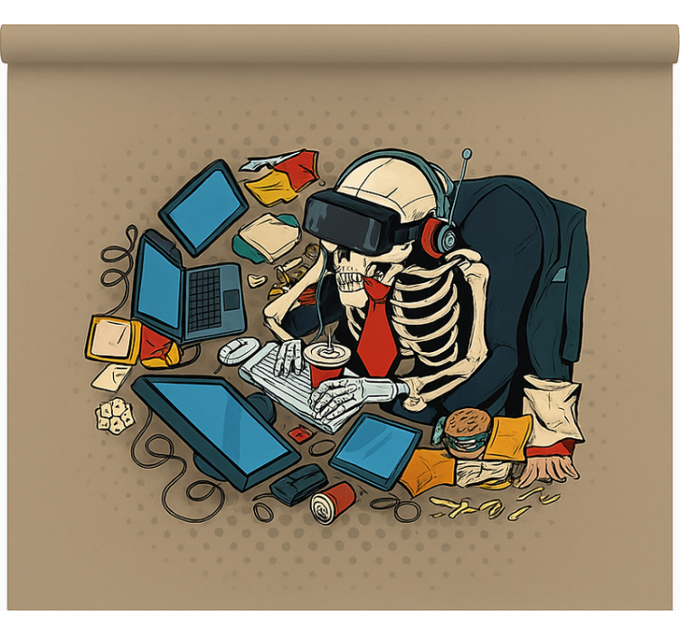 Iskelet retro oyuncusu geek desenli stor perde - TenStickers