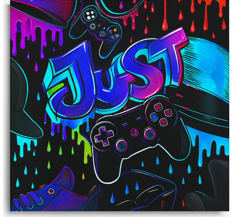 3d just oyun kumandası geek desenli stor perde - TenStickers