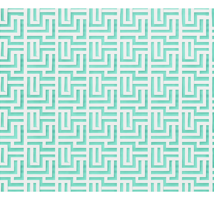 Mavi geometrik kareler efekti yemek odası stor perde - TenStickers