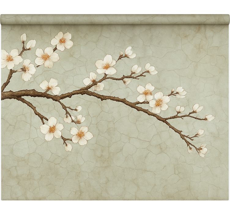 çiçek açan japon ağacı yemek odası stor perde - TenStickers