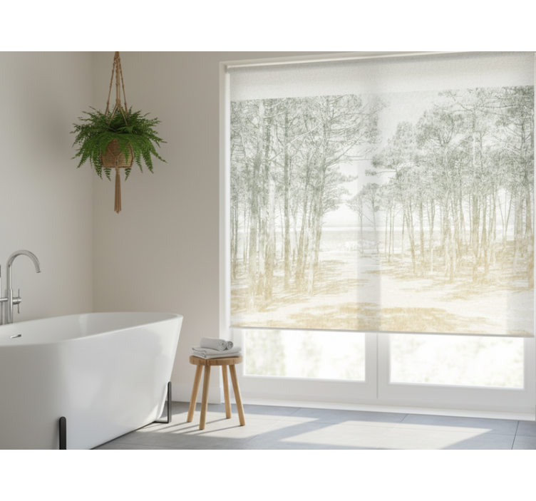 Ağaçlar stor perde - vintage orman kıyısı - TenStickers