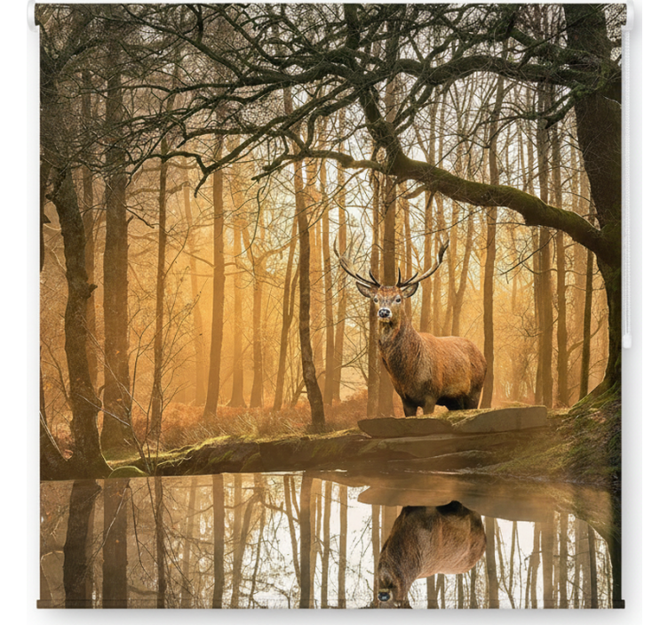 Ağaçlar stor perde altın geyik gölü - TenStickers