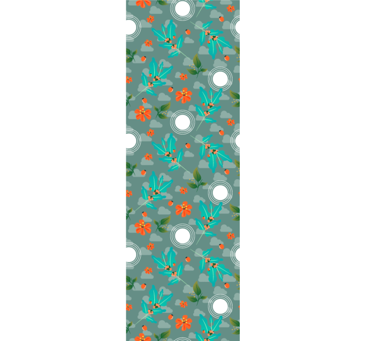 Yemek odası stor perde - Çiçekli geometrik - TenStickers