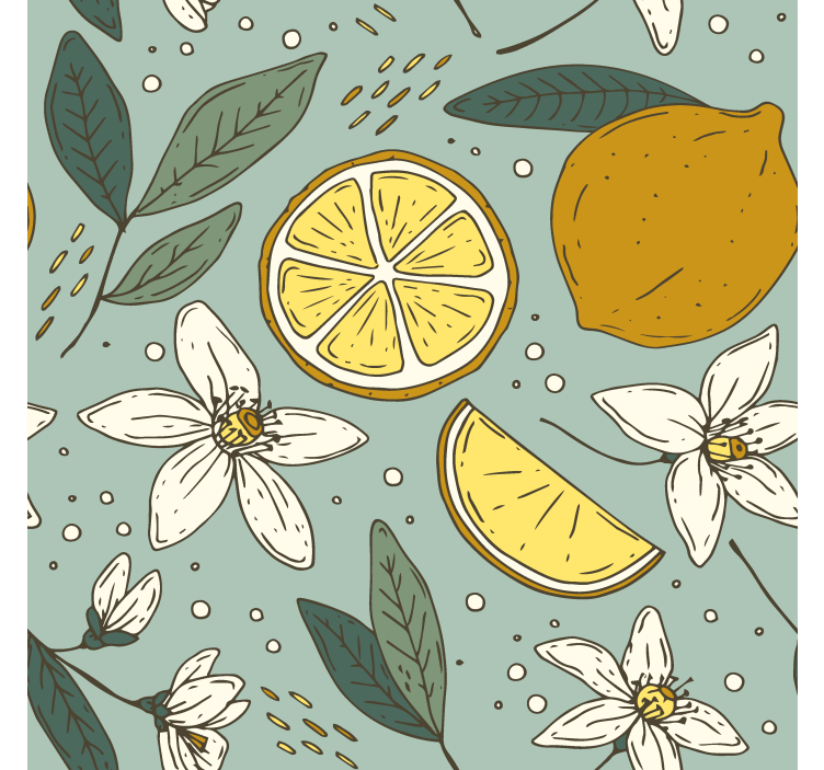 Mutfak stor perde renkli limon deseni - TenStickers