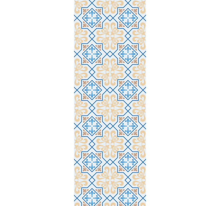 Mutfak stor perde mavi çizgili portekiz karo deseni - TenStickers