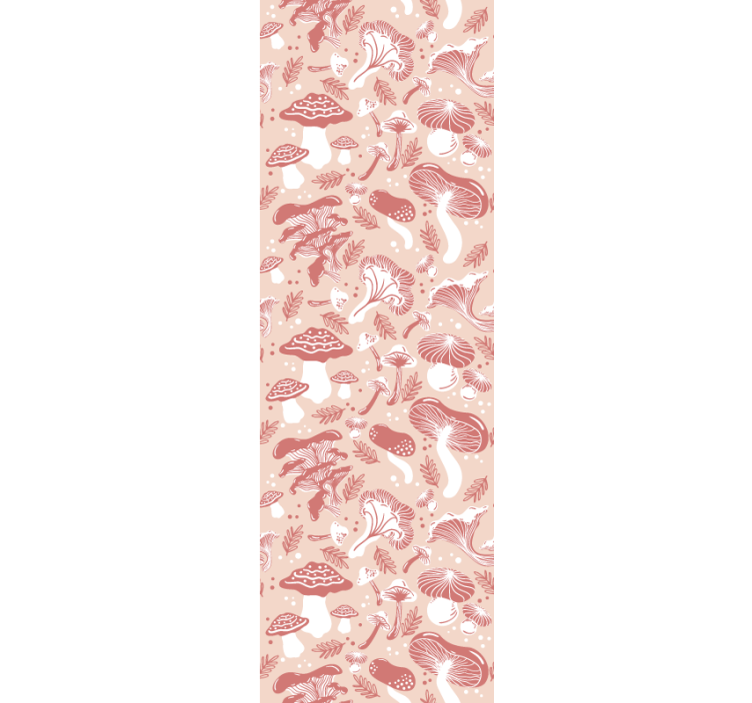 Yemek odası stor perde bej arka planda orman mantarları - TenStickers