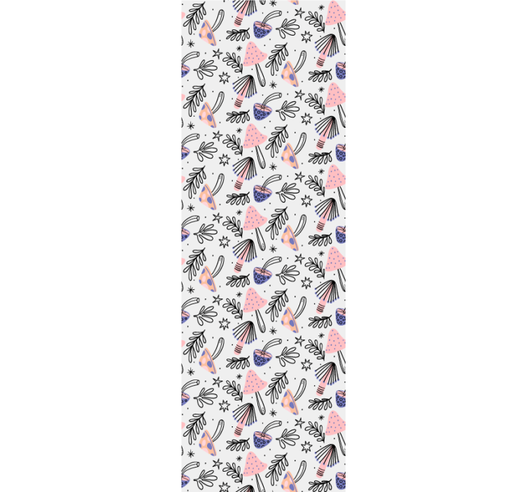 Yemek odası stor perde klasik mantar ve çiçekler - TenStickers