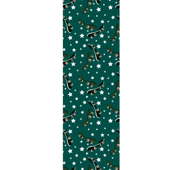 Genç odası stor perde kaykay ve yıldızlar - TenStickers