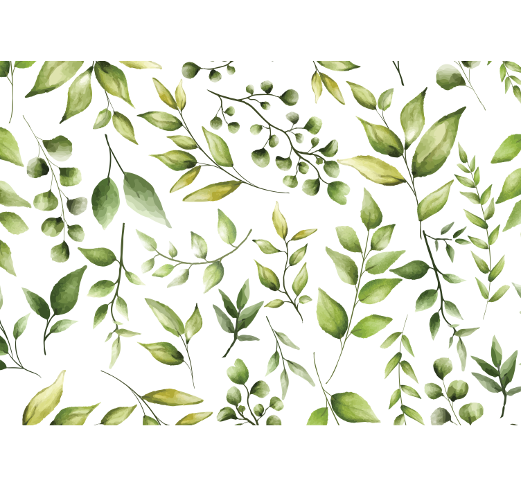 Mutfak stor perde eucalyptus yaprağı sulu boya - TenStickers