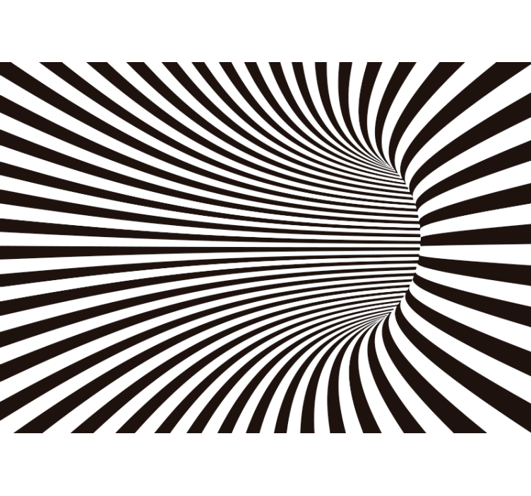 Siyah stor perde - siyah beyaz 3d tünel duvar kağıdı - TenStickers