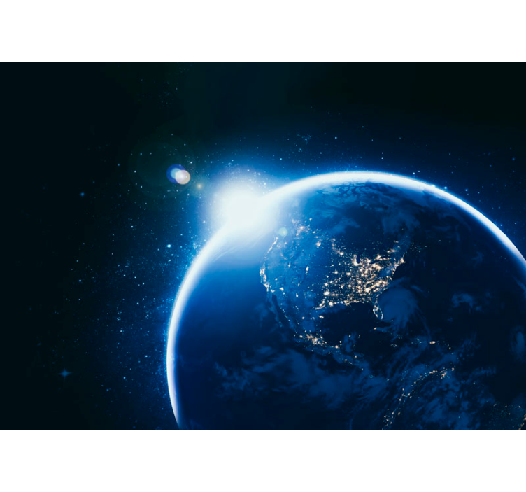 Siyah stor perde - uzaydan dünya ve güneş patlaması - TenStickers