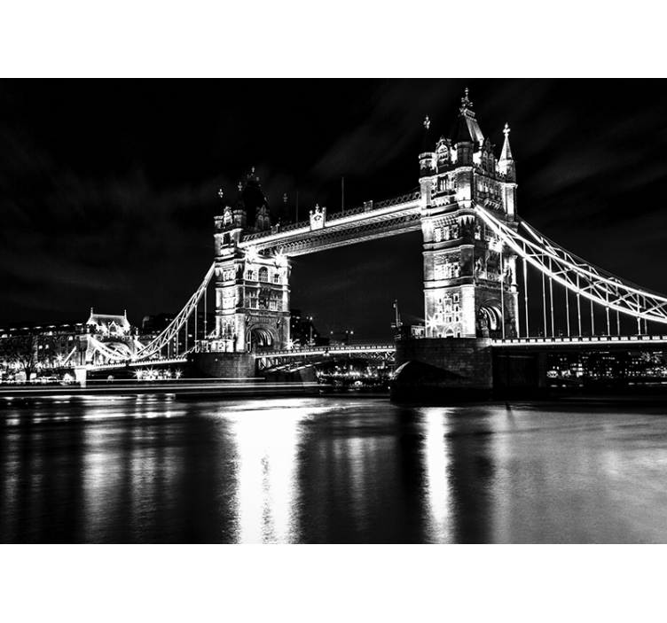 Siyah stor perde london bridge gece - TenStickers