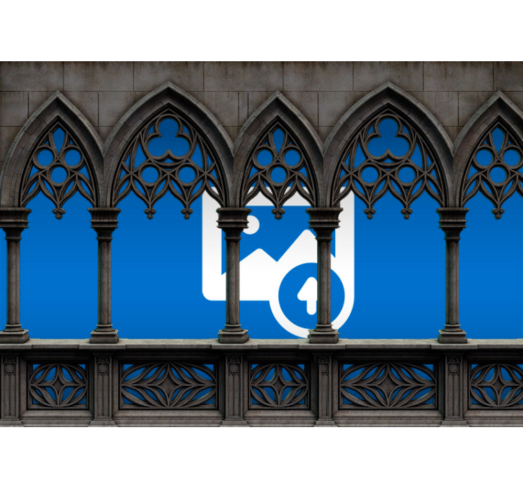 Siyah stor perde - Çerçeveli taş duvar resmi - TenStickers