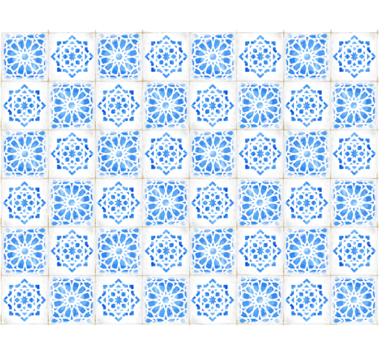 Mavi stor perde - karmaşık mavi desenler - TenStickers