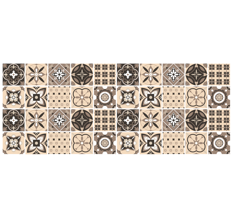 Bej stor perde - geometrik fayans deseni - TenStickers