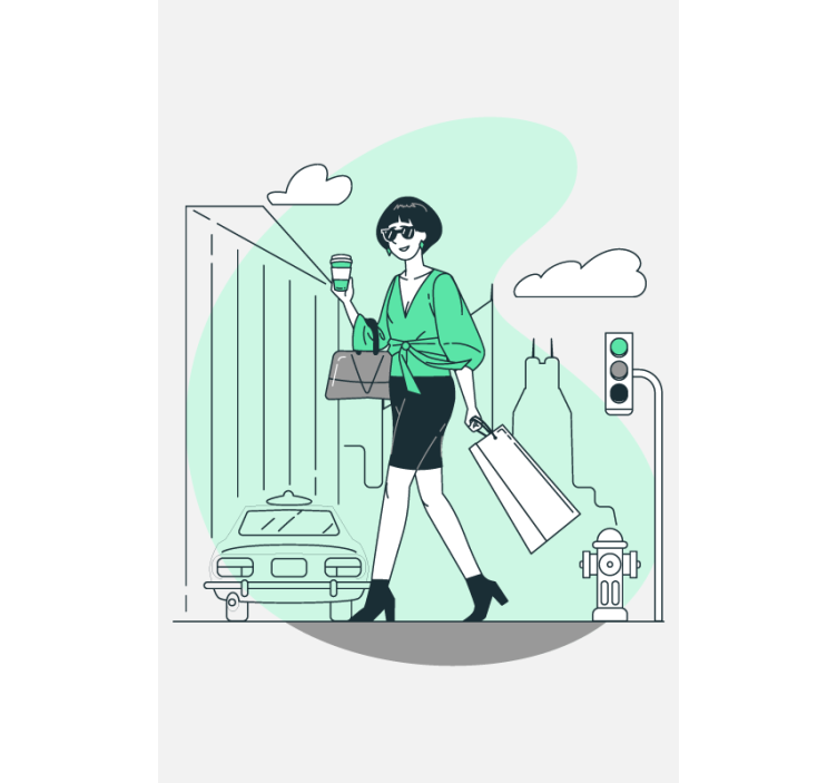 şık şehir hayatı metin ile stor perde - TenStickers