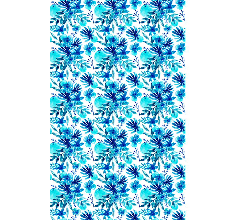 Canlı mavi tema çiçekler ve bitkiler stor perde - TenStickers