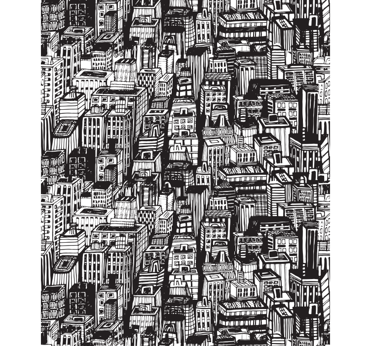 şehir silüeti genel bakış dünya haritası stor perde - TenStickers