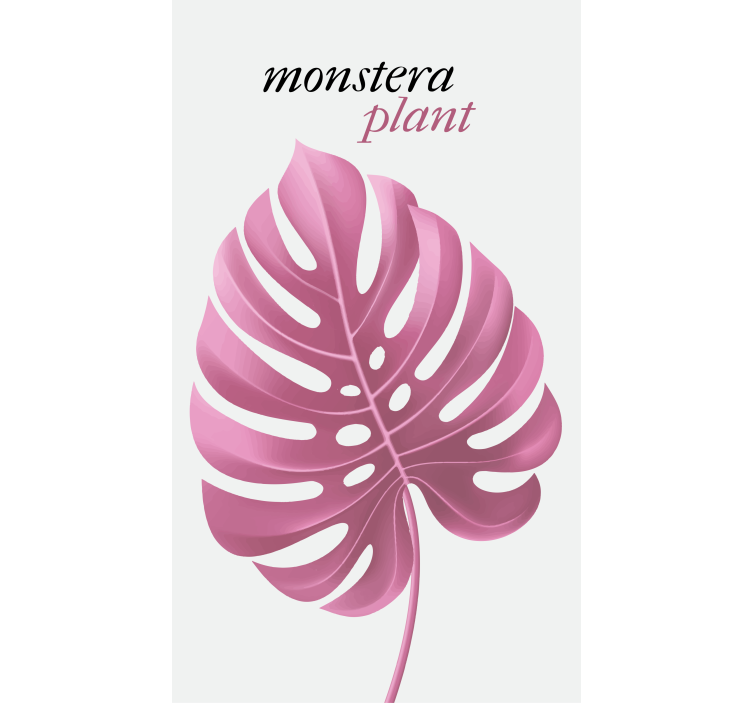 Pembe monstera bitkisi çiçekler ve bitkiler stor perde - TenStickers
