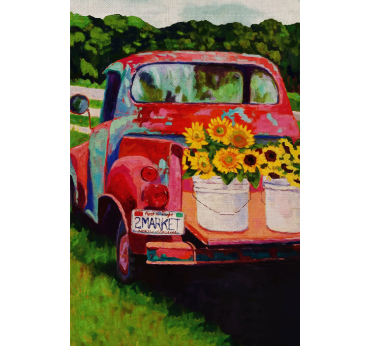 Eski kamyon buketi çiçek desenli stor perde - TenStickers