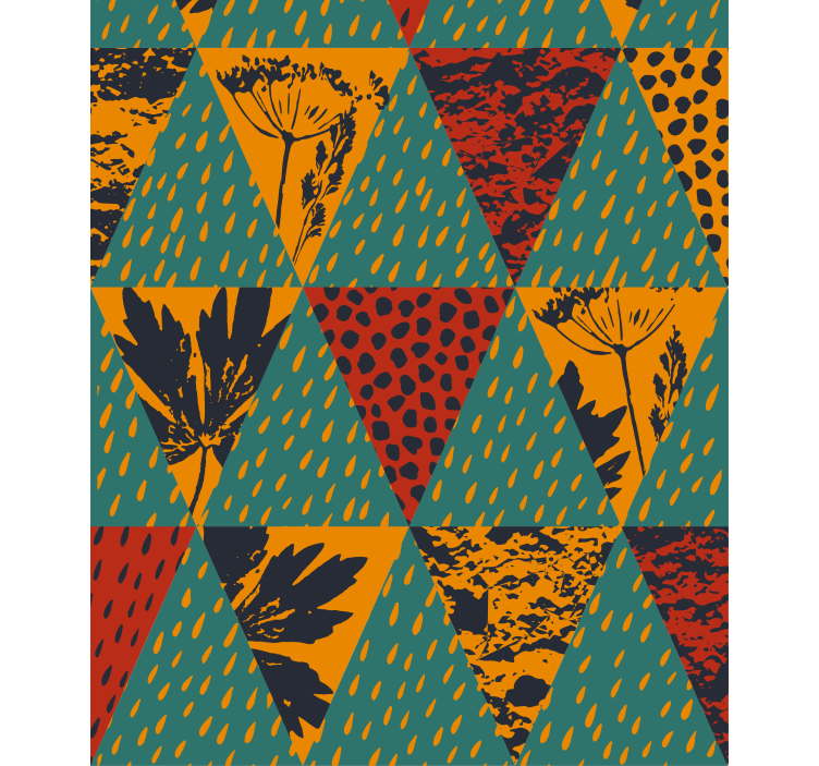 Geometrik çiçek deseni modern stor perde - TenStickers