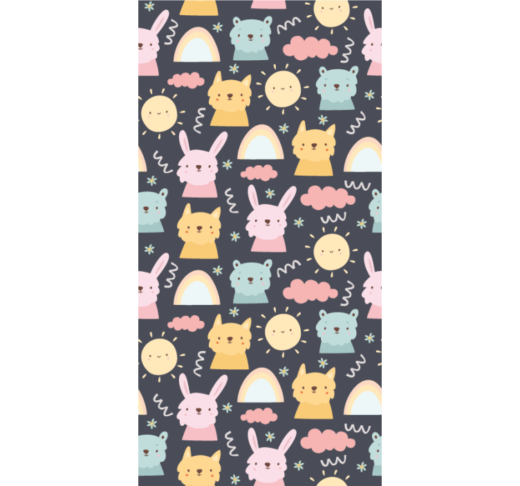 Oyuncu hayvanlar deseni eğlenceli stor perde - TenStickers