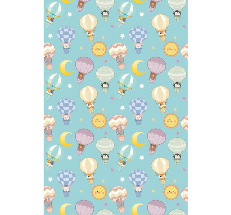 Sıcak hava balonları ve güneşler çocuk odası stor perde - TenStickers